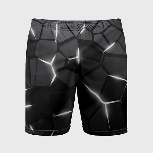Мужские спортивные шорты Броня с белым свечением / 3D-принт – фото 1