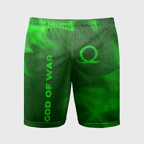 Мужские спортивные шорты God of War - green gradient вертикально / 3D-принт – фото 1