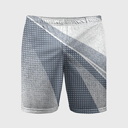 Шорты спортивные мужские Светлый серо-голубой текстурированный с полосой, цвет: 3D-принт