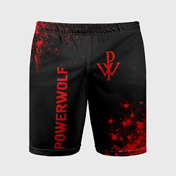 Шорты спортивные мужские Powerwolf - red gradient вертикально, цвет: 3D-принт