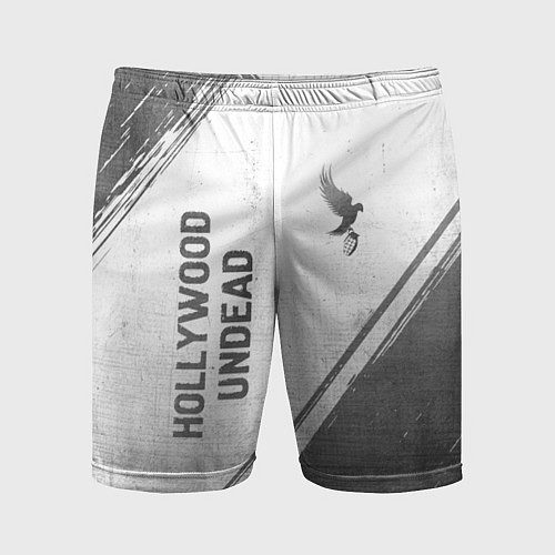 Мужские спортивные шорты Hollywood Undead - white gradient вертикально / 3D-принт – фото 1