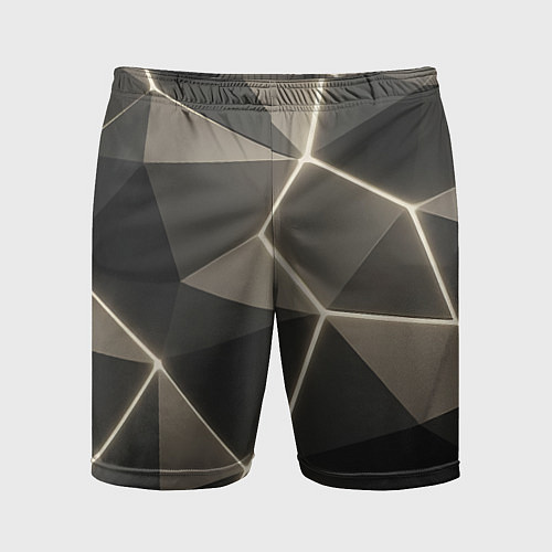 Мужские спортивные шорты Серая объемная текстура с гранями / 3D-принт – фото 1