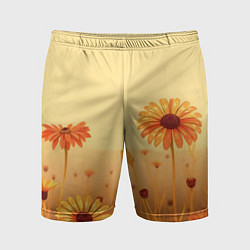 Шорты спортивные мужские Цветы на закате, цвет: 3D-принт
