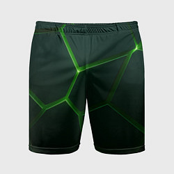 Шорты спортивные мужские Зеленые нано плиты, цвет: 3D-принт
