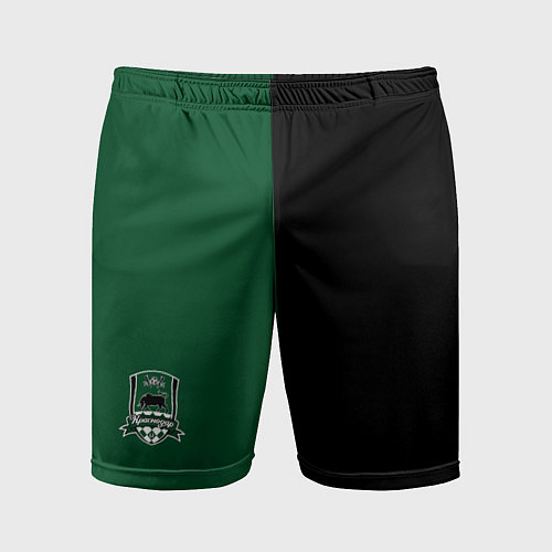 Мужские спортивные шорты ФК Краснодар - логотип на зеленом фоне с черным / 3D-принт – фото 1
