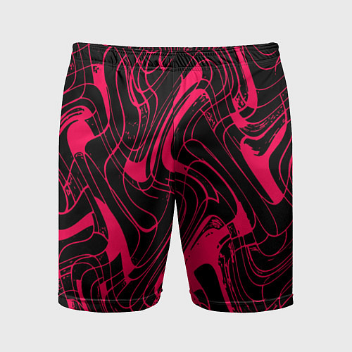 Мужские спортивные шорты Чёрно-розовый абстрактные линии / 3D-принт – фото 1