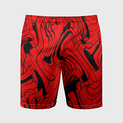 Шорты спортивные мужские Чёрно-красный абстрактный линии, цвет: 3D-принт