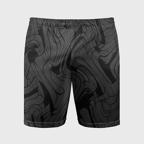 Мужские спортивные шорты Тёмно-серый абстракция лниии / 3D-принт – фото 1