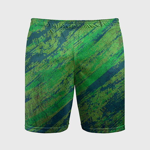 Мужские спортивные шорты Абстракция - green paint strokes / 3D-принт – фото 1