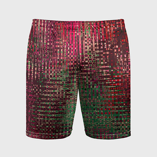 Мужские спортивные шорты Текстурный тёмный красно-зелёный / 3D-принт – фото 1