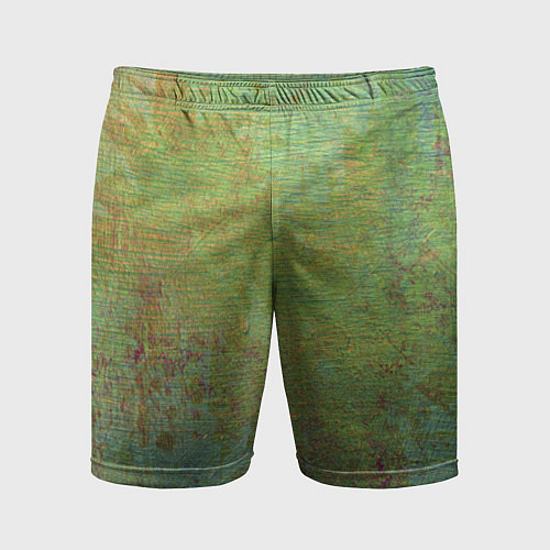 Мужские спортивные шорты Абстракция - green oil stain / 3D-принт – фото 1