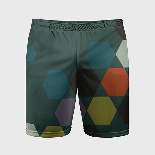 Мужские спортивные шорты Кластер зеленая ночь / 3D-принт – фото 1
