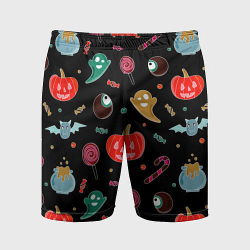 Мужские спортивные шорты Halloween red pumpkin / 3D-принт – фото 1