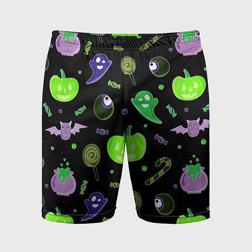 Мужские спортивные шорты Halloween black pumpkin pattern / 3D-принт – фото 1