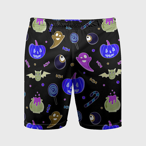 Мужские спортивные шорты Halloween blue black pumpkin / 3D-принт – фото 1