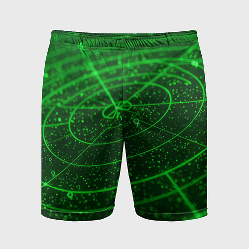 Мужские спортивные шорты Неоновый зеленый радар / 3D-принт – фото 1