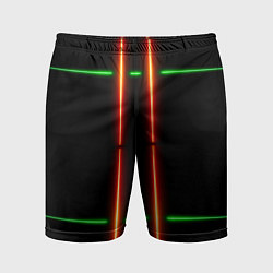 Шорты спортивные мужские Neon green black red line, цвет: 3D-принт