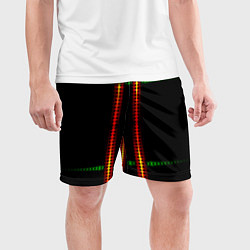 Шорты спортивные мужские Neon black green circles, цвет: 3D-принт — фото 2