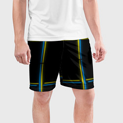Шорты спортивные мужские Neon yellow blue, цвет: 3D-принт — фото 2