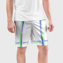 Шорты спортивные мужские Neon white green light blue, цвет: 3D-принт — фото 2