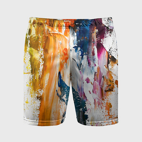 Мужские спортивные шорты Разноцветные мазки кисти на палитре художника / 3D-принт – фото 1