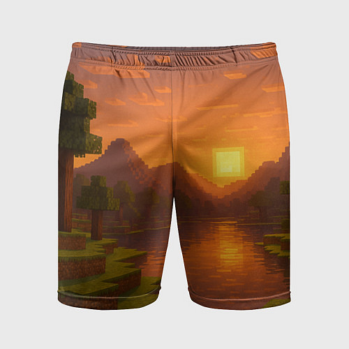 Мужские спортивные шорты Закат - Minecraft / 3D-принт – фото 1