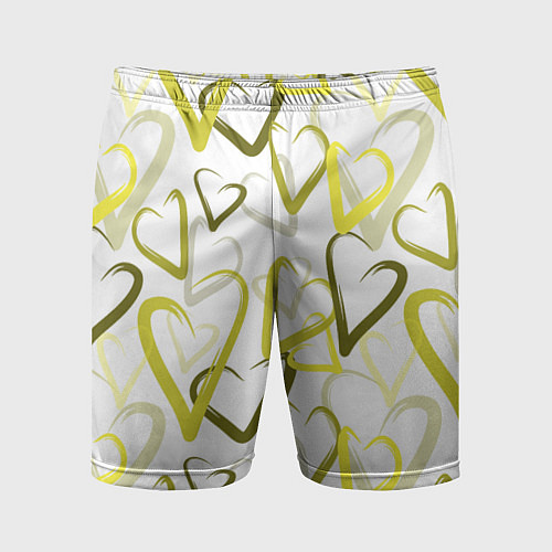 Мужские спортивные шорты Зеленые сердца / 3D-принт – фото 1