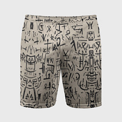 Шорты спортивные мужские Иероглифы маори, цвет: 3D-принт