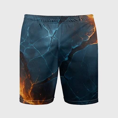 Мужские спортивные шорты Разлом плит с огнем / 3D-принт – фото 1