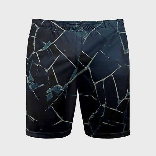Мужские спортивные шорты Тёмный чёрно-синий битые плиты / 3D-принт – фото 1