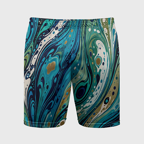 Мужские спортивные шорты Сине-зеленый абстрактный узор / 3D-принт – фото 1