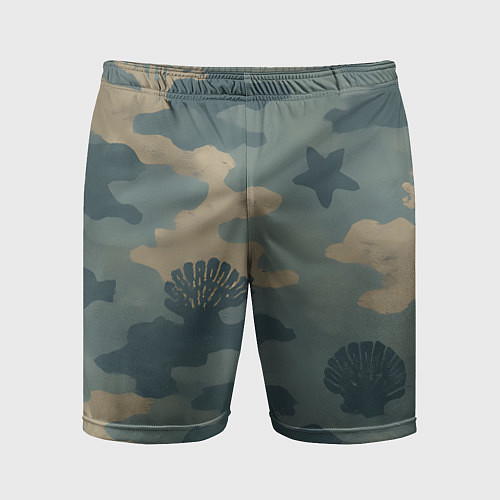 Мужские спортивные шорты Подводный текстурный камуфляж / 3D-принт – фото 1