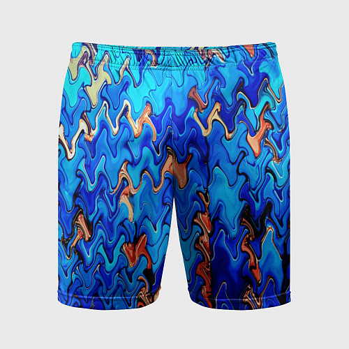 Мужские спортивные шорты Сине-голубой стекающая абстракция / 3D-принт – фото 1