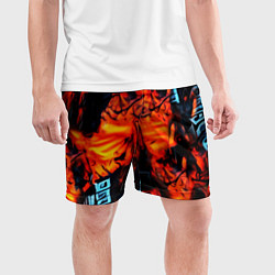 Шорты спортивные мужские Абстрактная текстура рыжего пламени, цвет: 3D-принт — фото 2