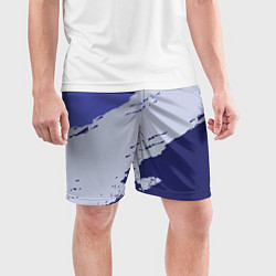 Шорты спортивные мужские Сине-голубые неравномерные полосы, цвет: 3D-принт — фото 2