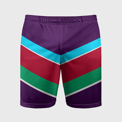 Мужские спортивные шорты Фиолетовый с полосами / 3D-принт – фото 1