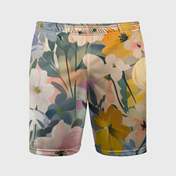 Шорты спортивные мужские Цветы цветочки, цвет: 3D-принт