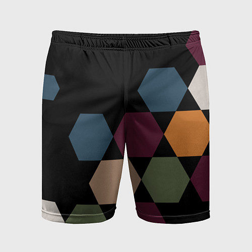 Мужские спортивные шорты Honeycombs autumn colors / 3D-принт – фото 1