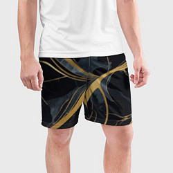 Шорты спортивные мужские Мраморный узор с золотыми полосками, цвет: 3D-принт — фото 2