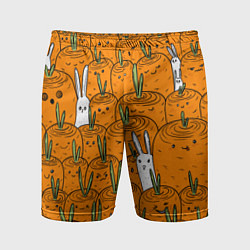 Шорты спортивные мужские Милый кролики в морковном поле, цвет: 3D-принт