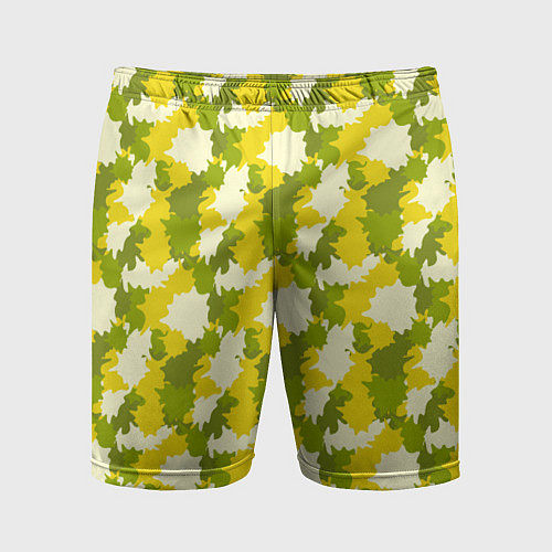 Мужские спортивные шорты Яркий камуфляж желтые и зеленые пятна / 3D-принт – фото 1