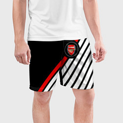Шорты спортивные мужские Арсенал геометрия полосы, цвет: 3D-принт — фото 2