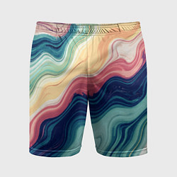 Шорты спортивные мужские Абстрактные волнистые линии синий, цвет: 3D-принт