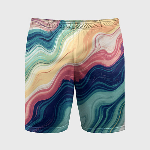 Мужские спортивные шорты Абстрактные волнистые линии синий / 3D-принт – фото 1