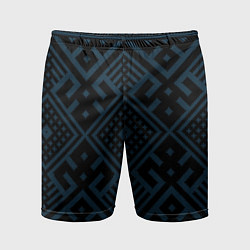 Шорты спортивные мужские Славянские узоры на черном, цвет: 3D-принт