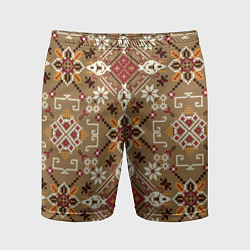 Шорты спортивные мужские Традиционные славянские узоры, цвет: 3D-принт