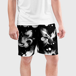 Шорты спортивные мужские Чёрно-белый абстрактный паттерн, цвет: 3D-принт — фото 2
