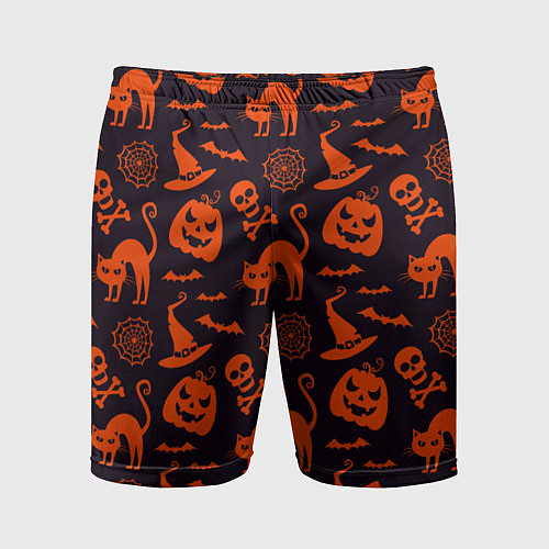Мужские спортивные шорты Паттерн с символами праздника Хэллоуин / 3D-принт – фото 1