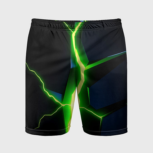 Мужские спортивные шорты Neon green glow / 3D-принт – фото 1