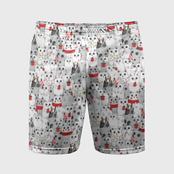 Шорты спортивные мужские Новогодние котики, цвет: 3D-принт